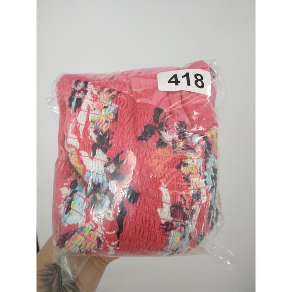 Torrid Babydoll Top Plus 5X Floral‎ Cotton Crew Neck Smocked Bodice Print Pink - Picture 9 of 9